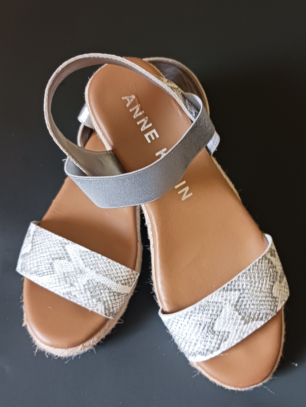 Anne Klein Girls' Silver Gray Snake-Print Sandals